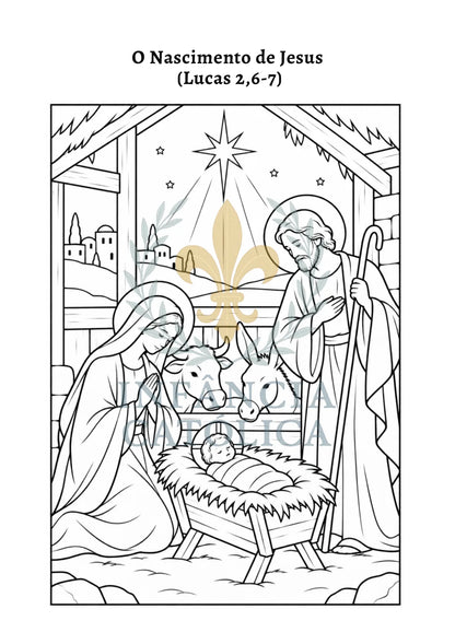 Página de dentro: A História do Natal - Livro para Colorir